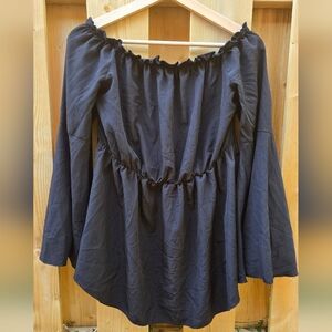 3/$20 SHEIN Witchy Black Off-Shoulder Elastic Waist, Uneven Hem Women's Top